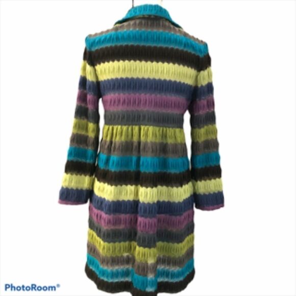 Anthracite by Muse Crocheted Striped Cardigan. Size 8. - Picture 4 of 5